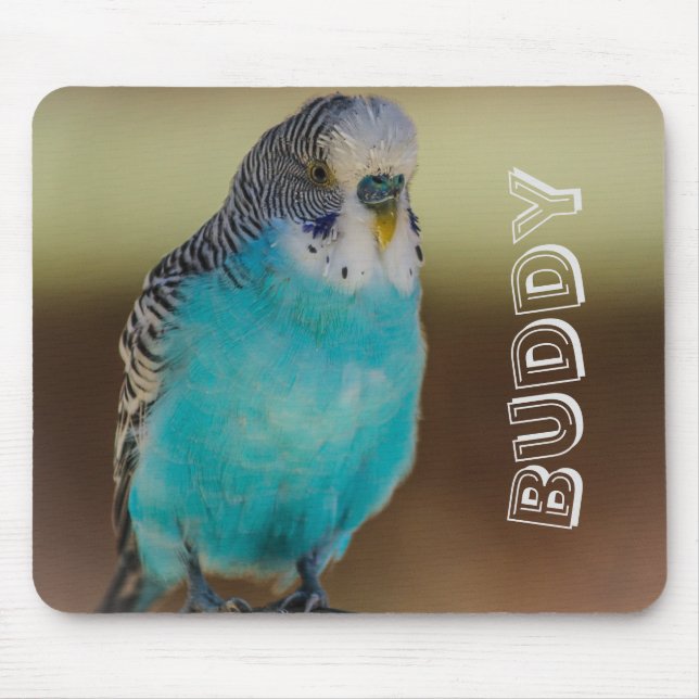 Personligblått Budgie Mousepad Musmatta (Framsidan)