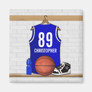 Personligblått- och vitbasket Jersey Magnet