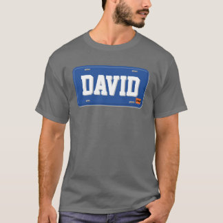 Personligblått- och vitregistreringsskylt t shirt