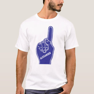 Personligblåttsportar skummar fingret t shirt