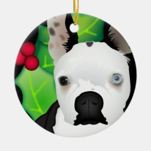 PersonligBoston Terrier Julgransprydnad Keramik