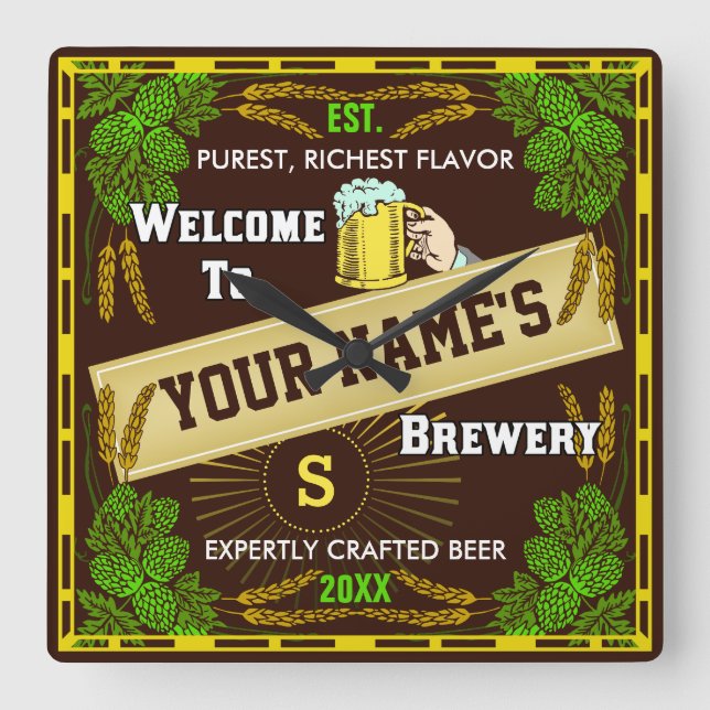 Personligbryggerivälkomnande: Skuttkornöl Fyrkantig Klocka (Framsida)