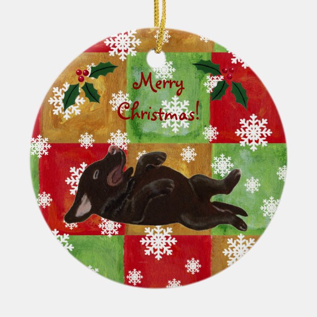 PersonligchokladLabrador jul Julgransprydnad Keramik (Framsidan)