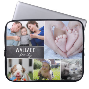 PersonligCollagefamiljen lurar husdjurfotokvarter Laptop Fodral
