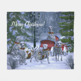 PersonligDalmatians, Sleigh & snöjul Fleecefilt