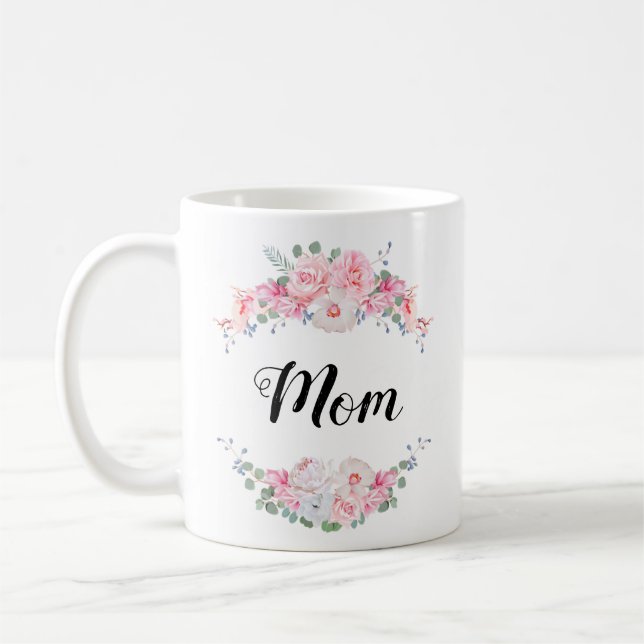 Personligdesign med den blom- gränsen kaffemugg (Vänster)