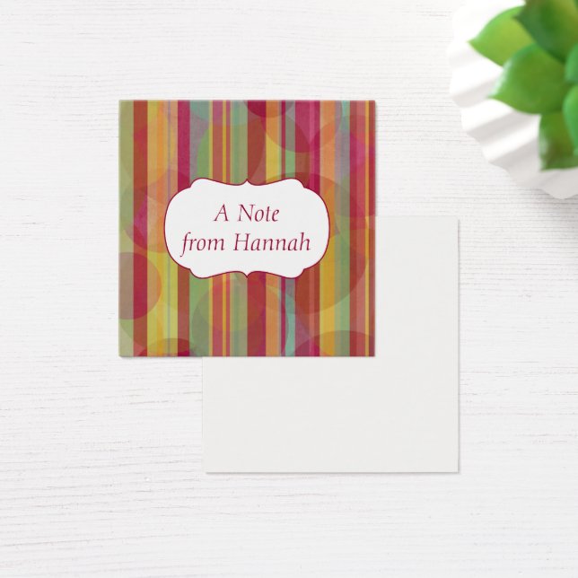 Personligemblem över färgrika randar & cirklar fyrkantigt visitkort (Skivbord)