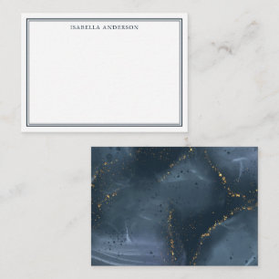 Personligen abstrakt Navy Blue Guld Glitter Anteckningskort