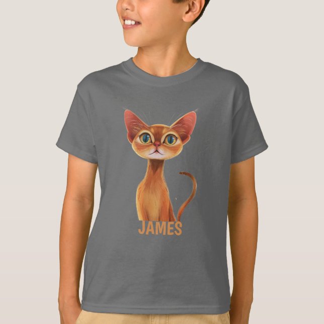 Personligen Abyssinian Cat Orange T Shirt (Framsida)