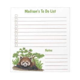 Personligen Adapter Red Panda Kids to Do List Anteckningsblock