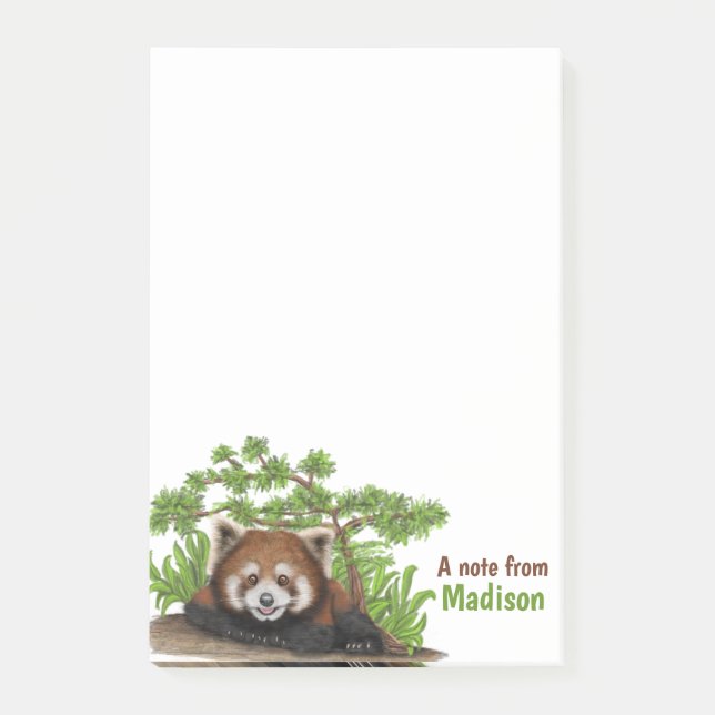 Personligen Adminstrerade Red Panda Kids Post-it Block (Framsida)