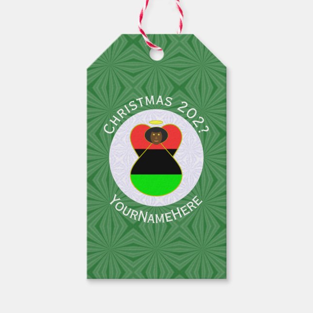 Personligen African American Flagga Hanukkah Angel Presentetikett (Framsidan)