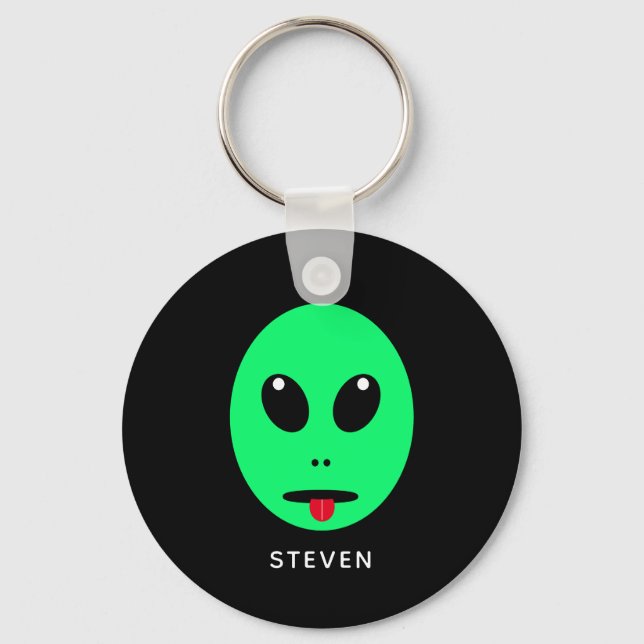 Personligen Alien Black Grönt i rymden Nyckelring (Framsida)