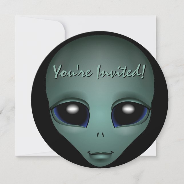 Personligen Alien Inbjudan Cute Cute Alien Art OSA (Framsida)