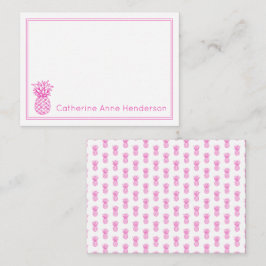 Personligen Ananas Rosa i Preppy Tropical Pineappl Anteckningskort