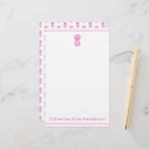 Personligen Ananas Rosa i Preppy Tropical Pineappl Brevpapper