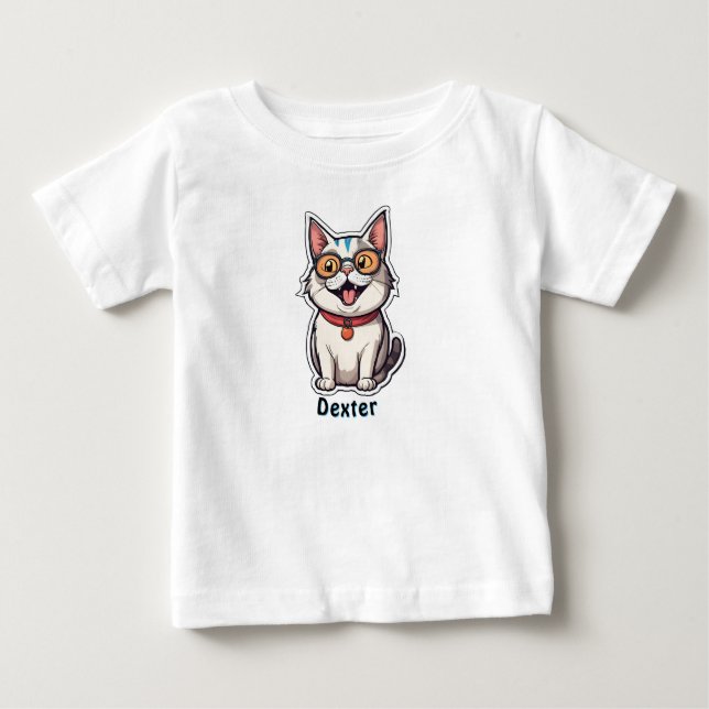 Personligen Anpassad namntext Kattmärke T-Shirt (Framsida)