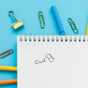 Personligen Anpassat namn för Cute Doodle Dinosaur Självfärgande Stämpel