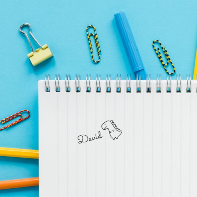 Personligen Anpassat namn för Cute Doodle Dinosaur Självfärgande Stämpel (Skapare uppladdad)