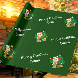 Personligen Anpassat namn för god jul Träd Presentpapper