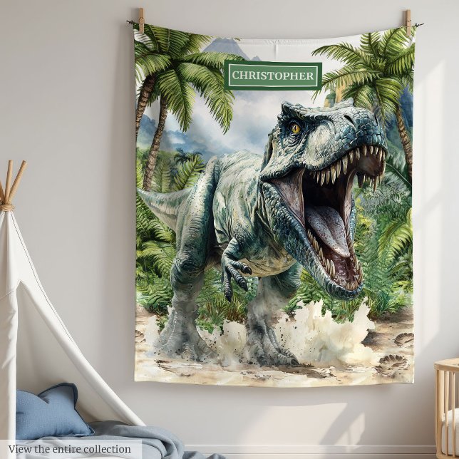 Personligen Anpassat namn för starkt Dinosaur Blan Fleecefilt (Strong Dinosaur Blanket Custom Name Personalized Boys)