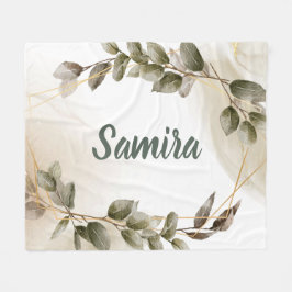 Personligen Anpassat namn för vattenfärgen Grönt o Fleecefilt