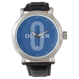 Personligen Anpassat namn, Monogram Blue White Armbandsur