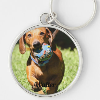 Personligen anpassningsbar Pet Photo och Text Rund Silverfärgad Nyckelring