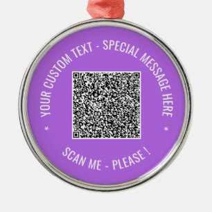Personligen anpassningsbar QR-kodsökning Info Text Julgransprydnad Metall