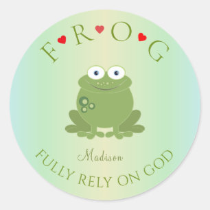 Personligen är helt beroende av gud Frog Classic R Runt Klistermärke