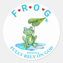 Personligen är helt beroende av gud Frog Classic R Runt Klistermärke
