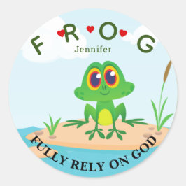 Personligen är helt beroende av gud Frog Classic R Runt Klistermärke