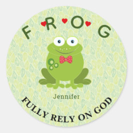 Personligen är helt beroende av gud Frog Classic R Runt Klistermärke