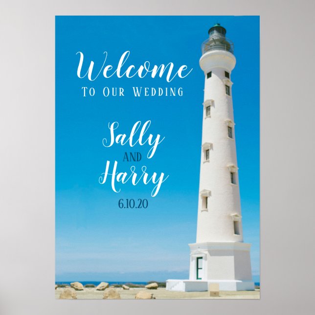 Personligen Aruba Lighthouse Destination Wedding Poster (Framsidan)