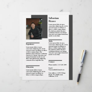 Personligen återupptas med fotomall brevhuvud
