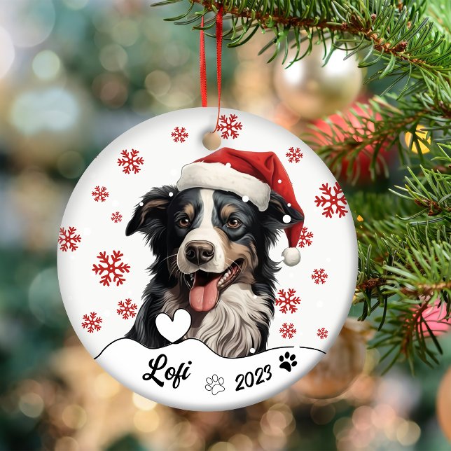 Personligen Australian shepherd Hund i jul Julgransprydnad Keramik (Skapare uppladdad)