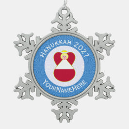 Personligen Austrian Angel Hanukkah Flagga Snöflinga Pewter Julgransprydnad