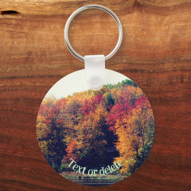 Personligen Autumn Foliage Pond Nature Nyckelring (Framsida)