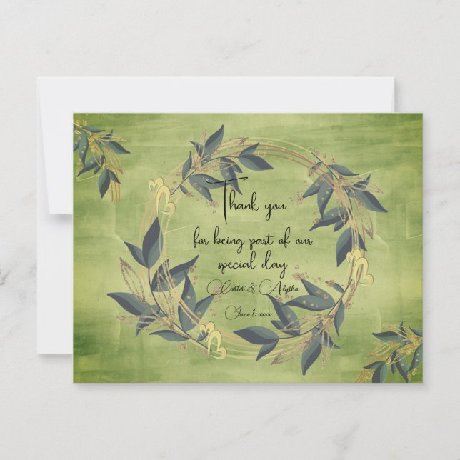 Personligen av havandeutandning i bröllop tack kort (Framsida)