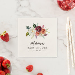 Personligen Baby Shower för hösten Boho-blommor Pappersservett