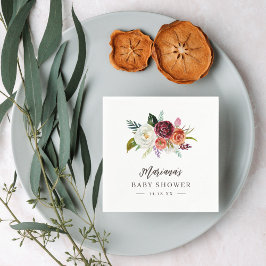 Personligen Baby Shower för hösten Boho-blommor Pappersservett