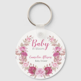 Personligen Baby Shower Keychain för Blommigt Nyckelring