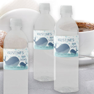 Personligen Baby Shower lycklig Whale Ocean Bubble Vattenflaskor Etikett