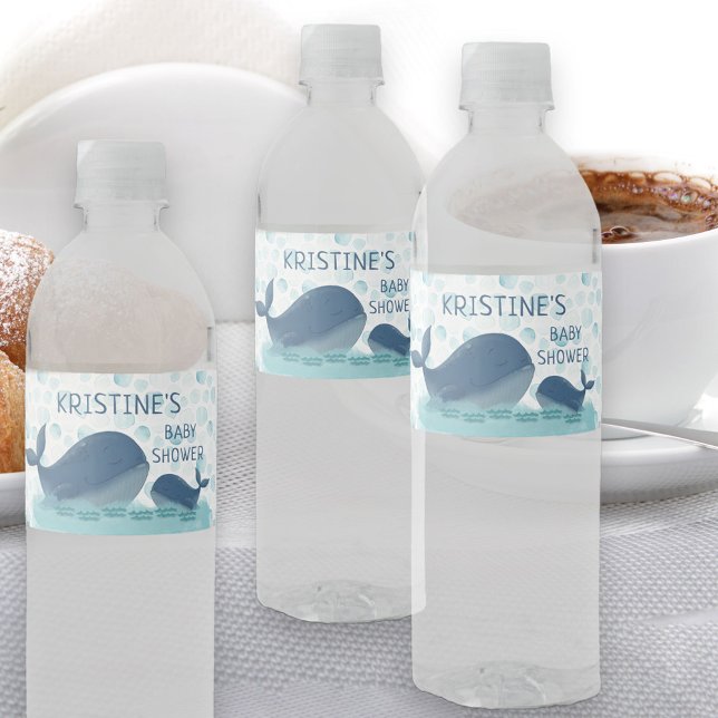 Personligen Baby Shower lycklig Whale Ocean Bubble Vattenflaskor Etikett (Water bottle labels from my Happy Whale collection. Message if you need different items.)