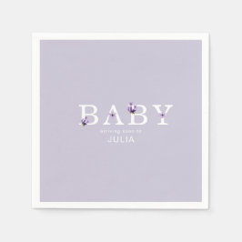 Personligen Babyskor i Lavender Blommigt Pappersservett