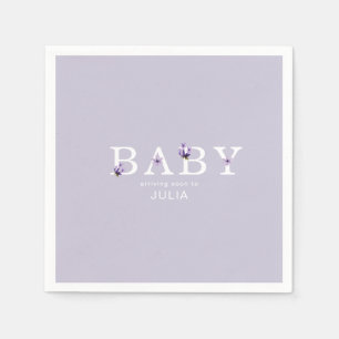Personligen Babyskor i Lavender Blommigt Pappersservett