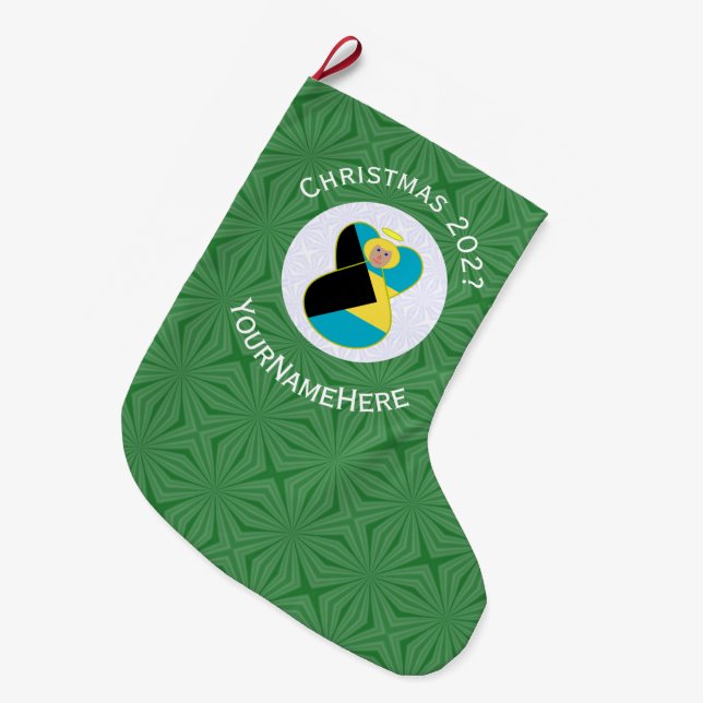 Personligen Bahaman Flagga Blonde Angel Jul  Stor Julstrumpa (Framsidan (Hängande))