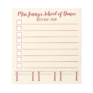 Personligen Ballet Barre Dance Studio Teacher  Anteckningsblock