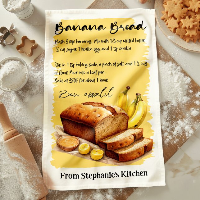 Personligen Banana Bread Recipe Kökshandduk (Skapare uppladdad)