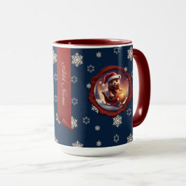 Personligen Banner Blue vid jul Teddy Sleigh Mugg